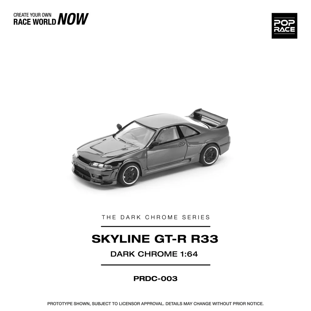 NISSAN R33 SKYLINE GTR (DARK CHROME SERIES) - POP RACE PRDC003 1:64 - Image 8