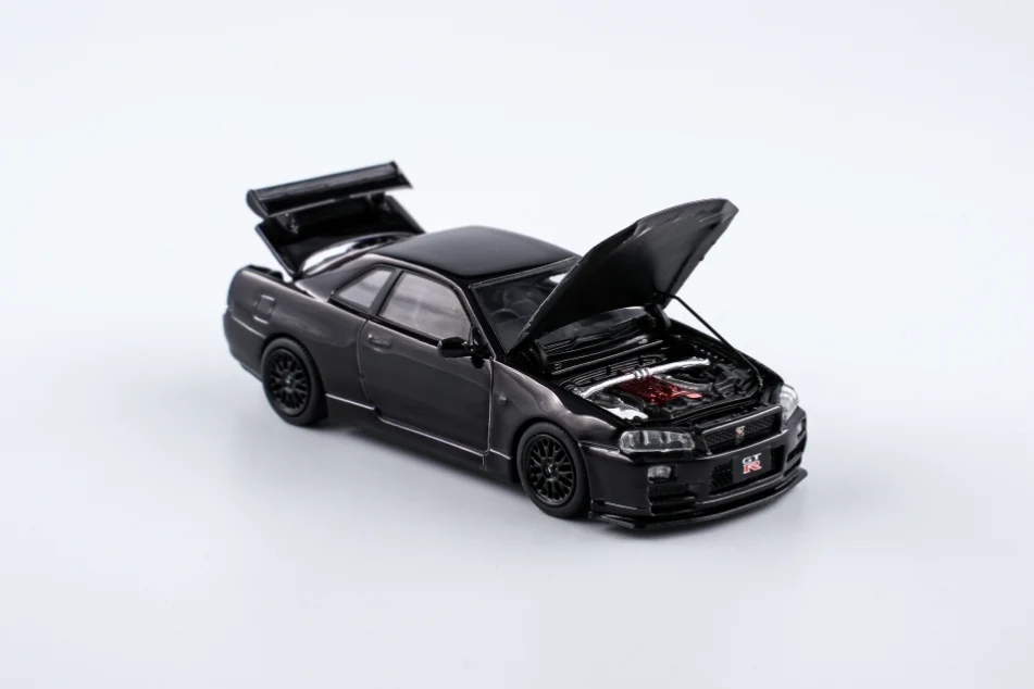 Nissan R34 GTR (Electroplating Black) - Exhibition Launch *LIMITED TO 999pcs* Aurora Model 1:64 - Image 2