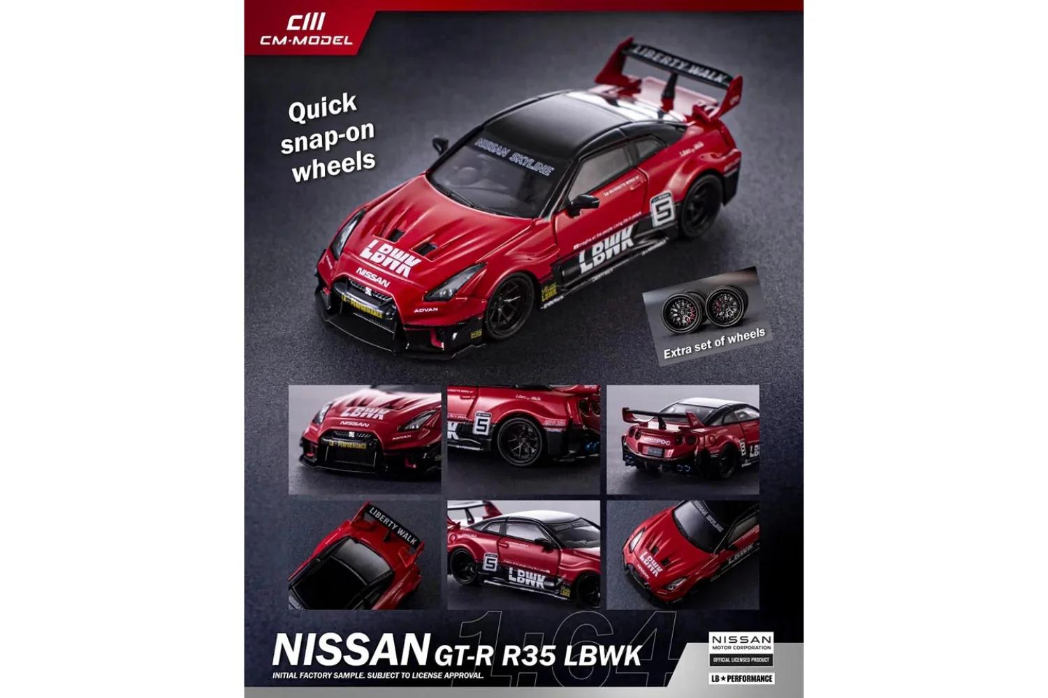 NISSAN R35 LBWK GT35RR SUPER SILHOUETTE #5 (RED/BLACK) CM-MODEL 1:64 - Image 2