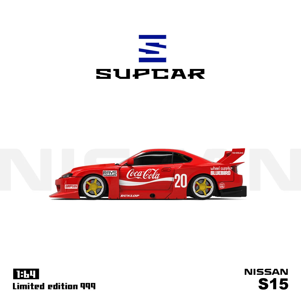 Nissan S15 LBWK Coca-Cola *LIMITED TO 999pcs* Supcar 1:64 - Image 2
