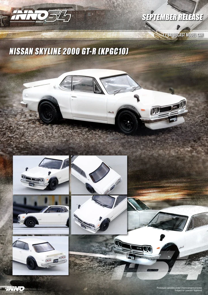 NISSAN SKYLINE 2000 GT-R (KPGC10) WHITE INNO64 1:64 - Image 2