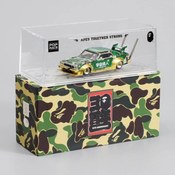 NISSAN SKYLINE C210 BOSOZOKU STYLE GREEN/GOLD POP RACE X BAPE 1:64