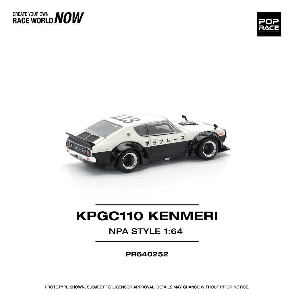 NISSAN SKYLINE GT-R (KPGC110) KENMERI V8 DRIFT CAR POLICE - POP RACE 1:64 - Image 6