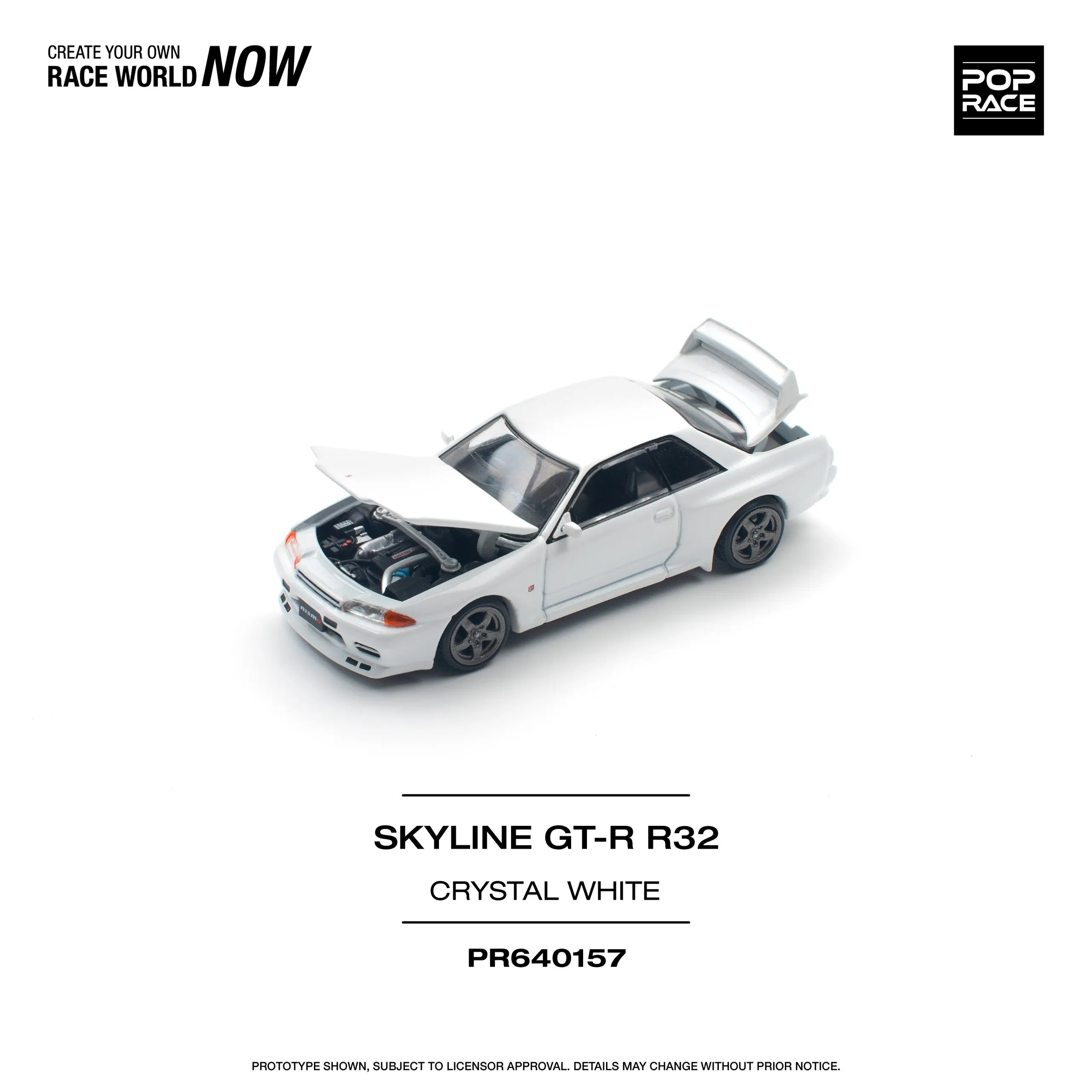 Nissan Skyline GT-R R32 Crystal White – PR64-157 POP RACE - Image 3