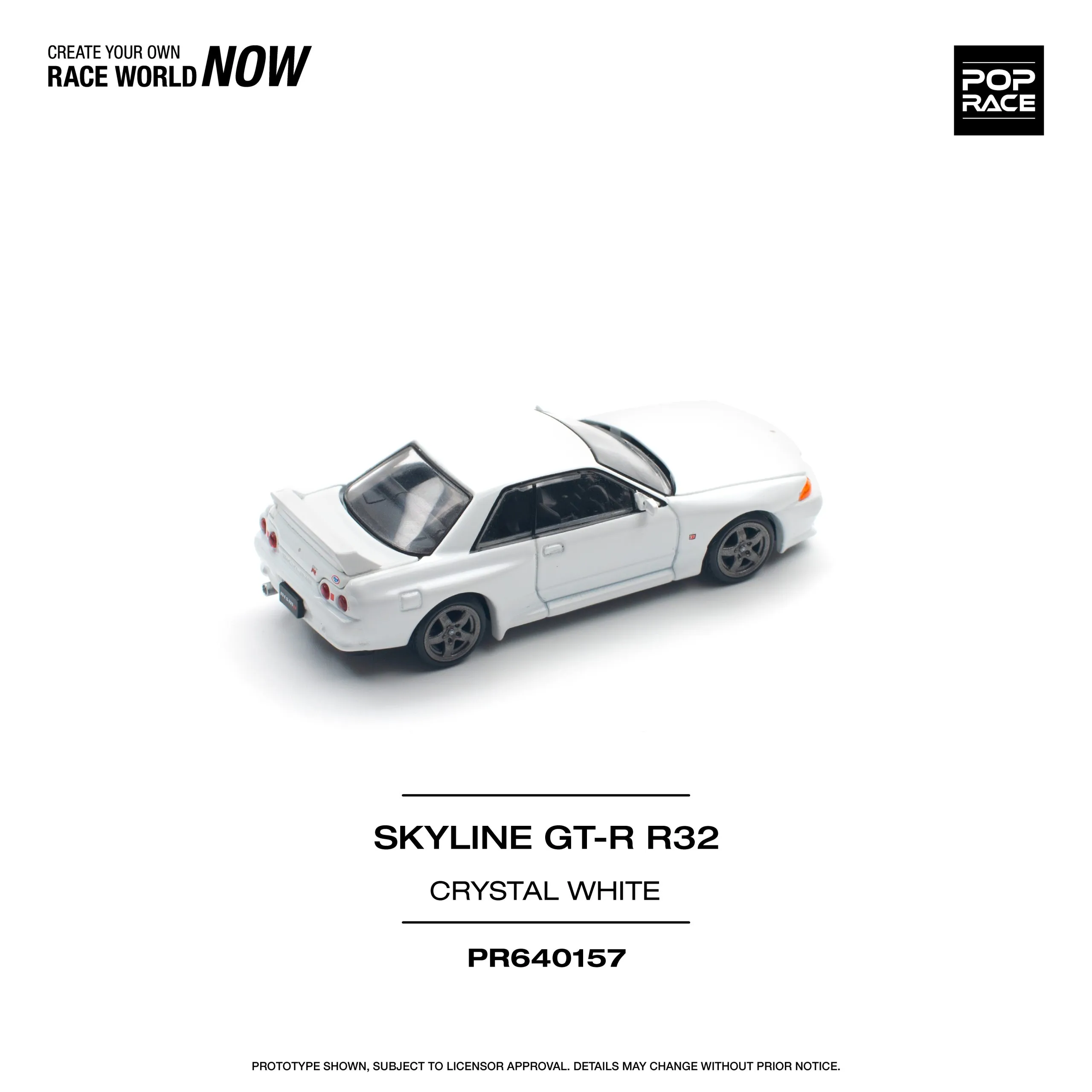 Nissan Skyline GT-R R32 Crystal White – PR64-157 POP RACE - Image 4