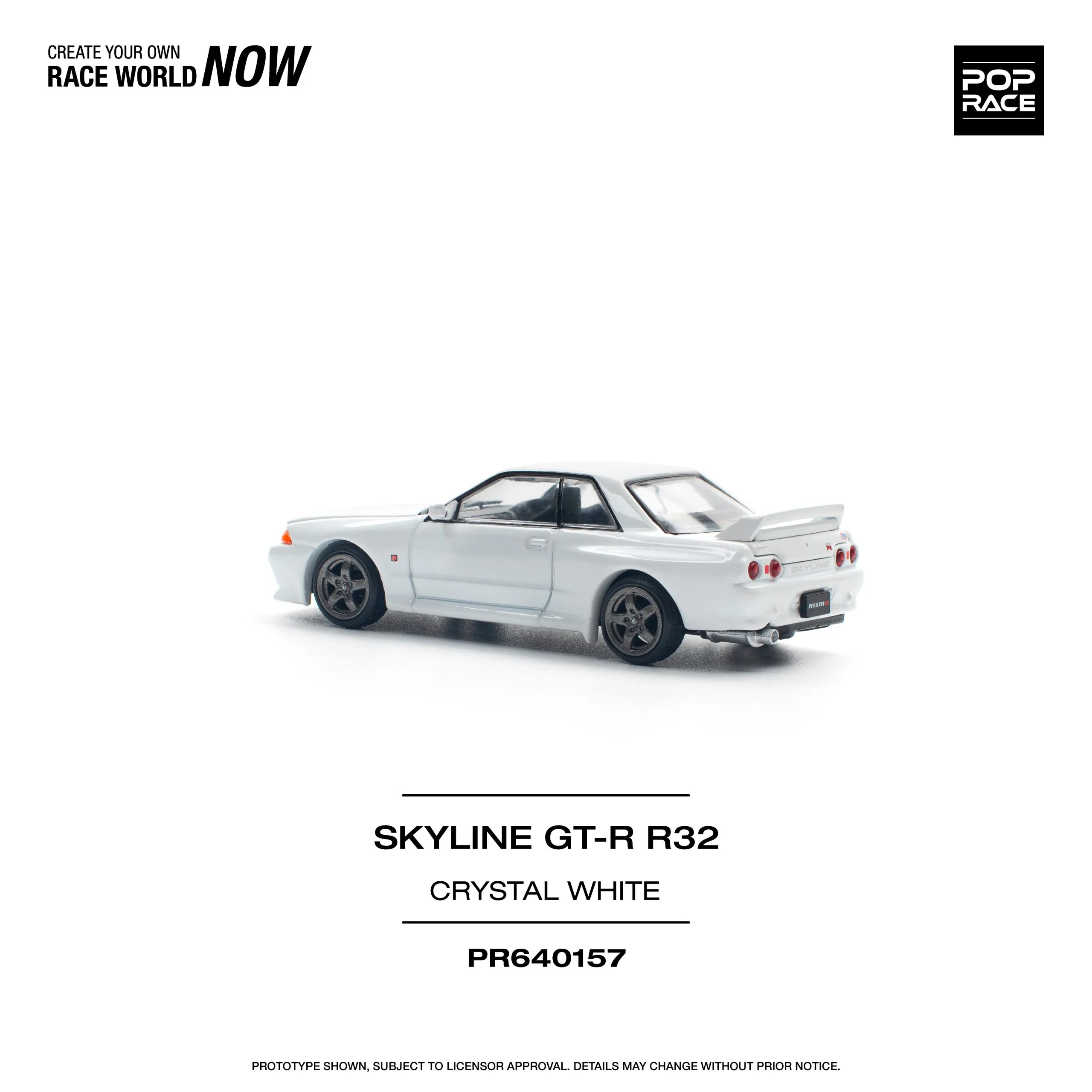 Nissan Skyline GT-R R32 Crystal White – PR64-157 POP RACE - Image 5