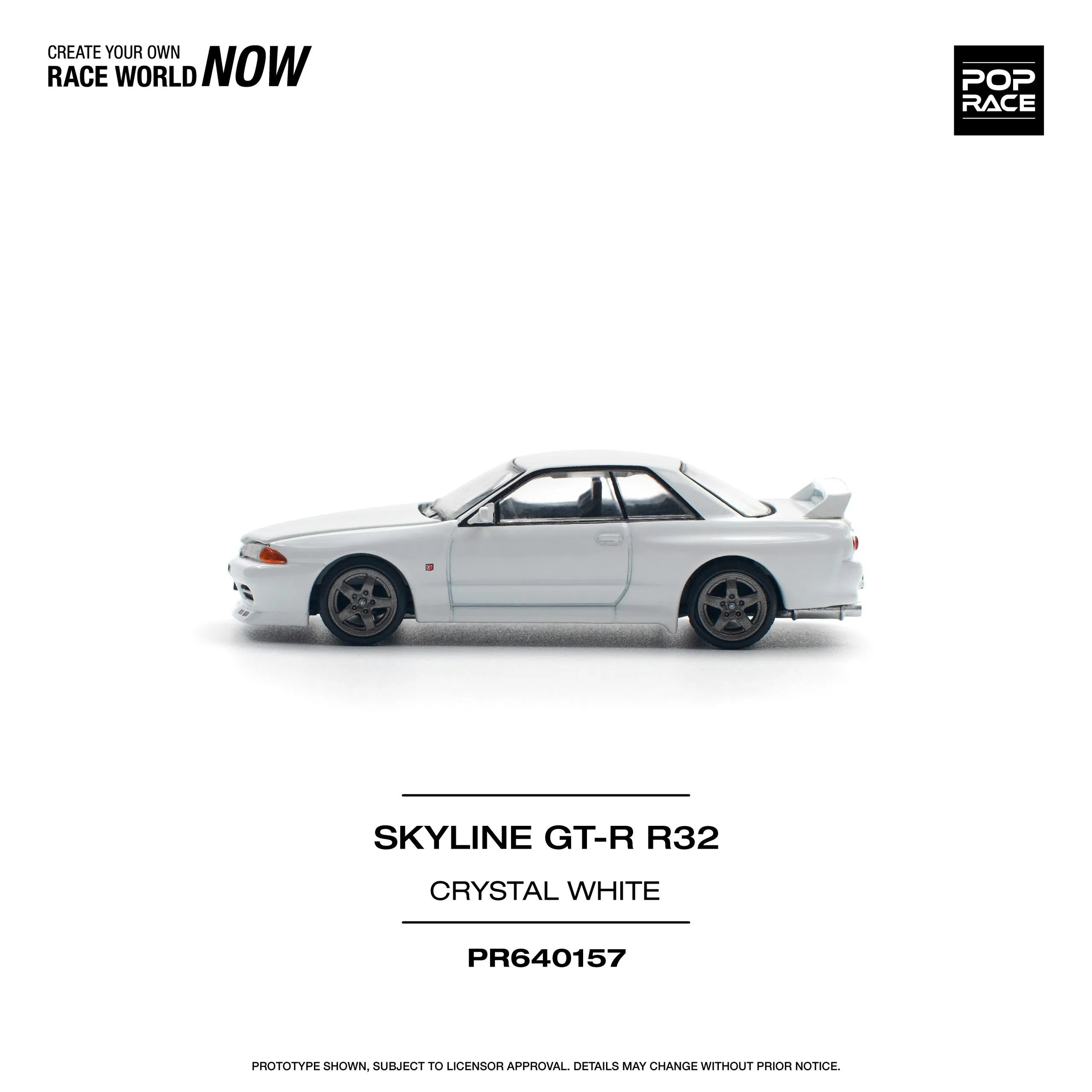 Nissan Skyline GT-R R32 Crystal White – PR64-157 POP RACE - Image 6