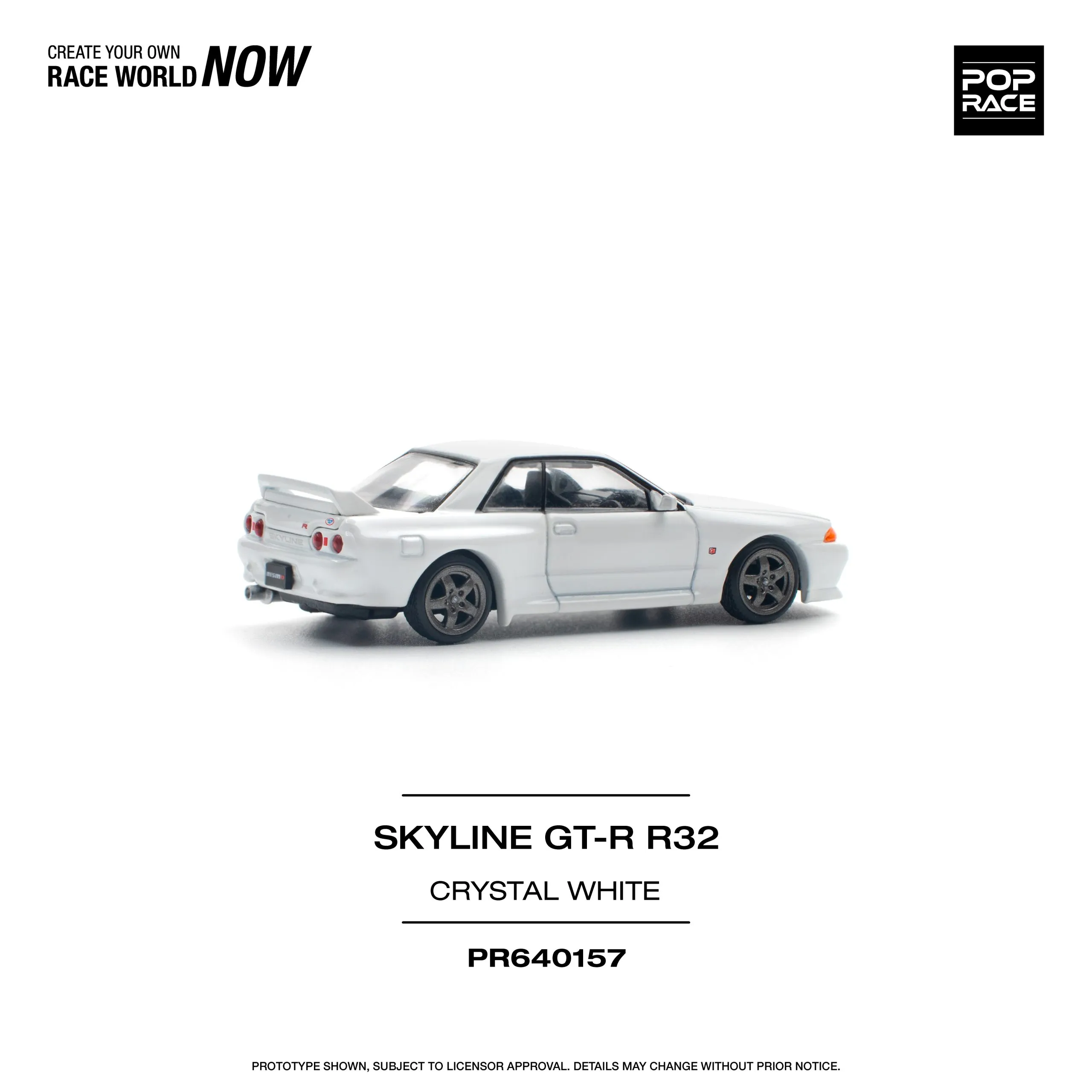 Nissan Skyline GT-R R32 Crystal White – PR64-157 POP RACE - Image 9
