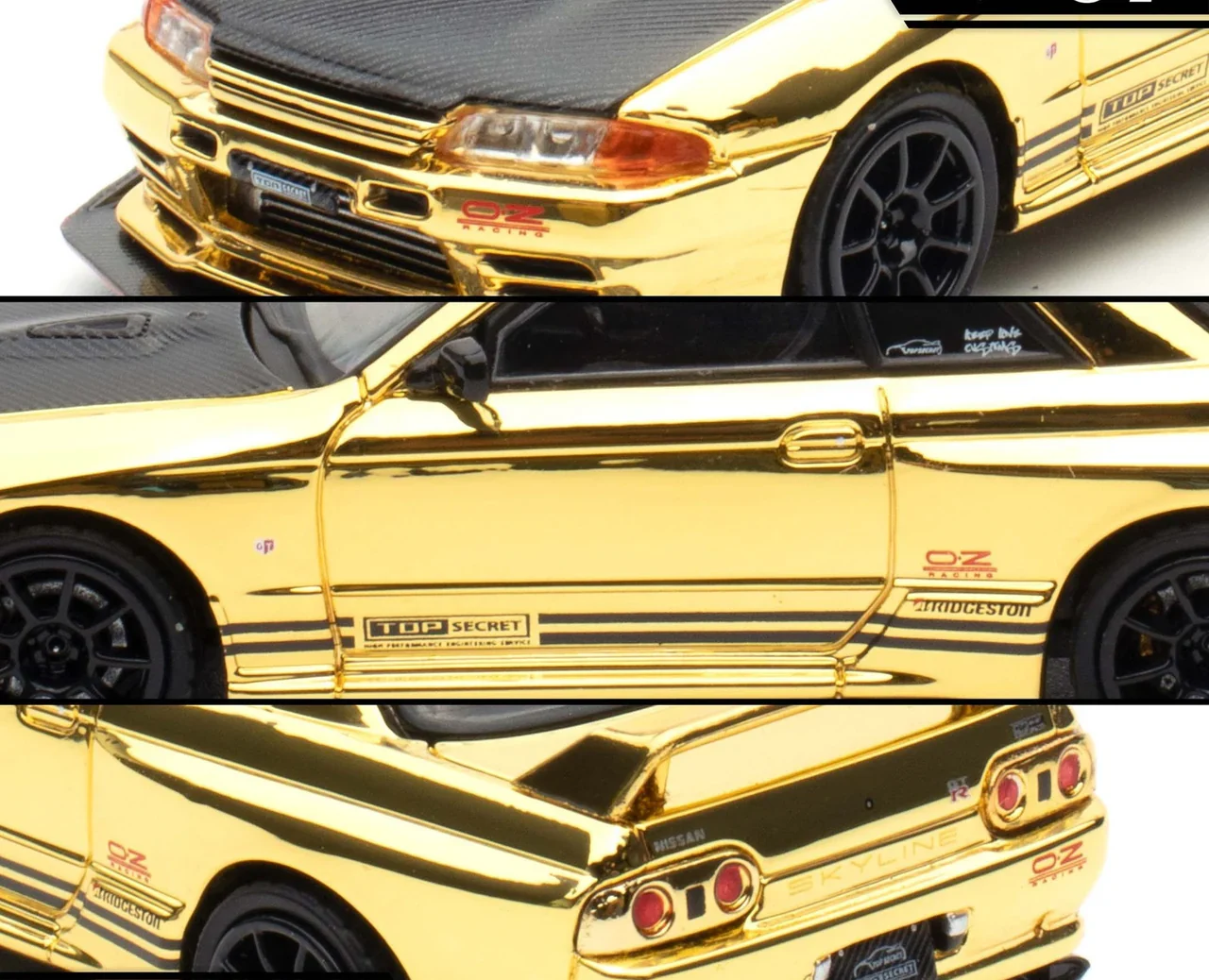 Nissan Skyline GT-R (R32) "Top Secret" Chrome Gold TMCS 2025 Exclusive - INNO64 1:64 - Image 5