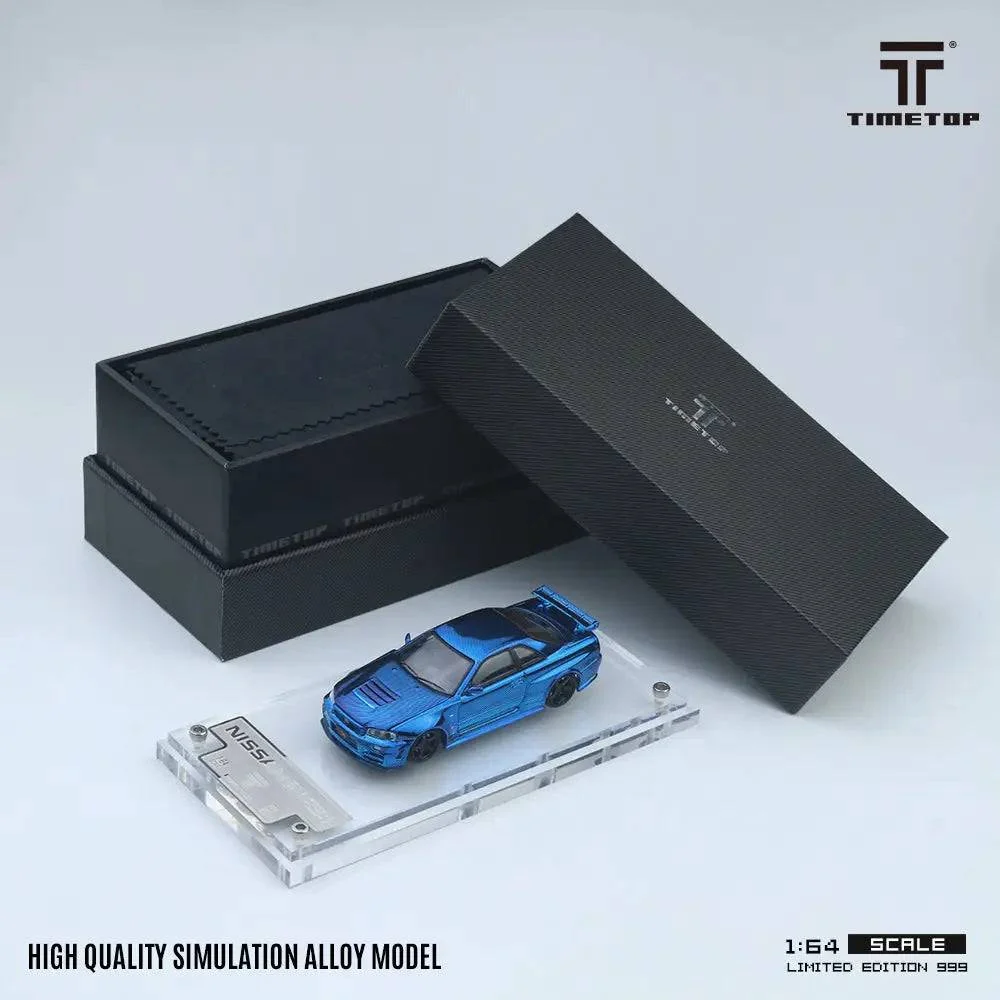 Nissan Skyline GT-R (R34) Full Carbon Blue *Limited to 999pcs - Time Top 1:64 - Image 2