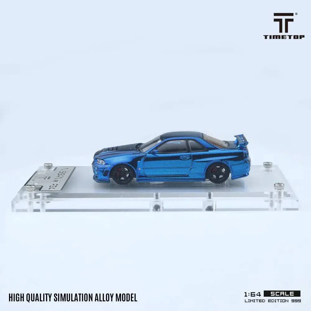 Nissan Skyline GT-R (R34) Full Carbon Blue *Limited to 999pcs - Time Top 1:64 - Image 3