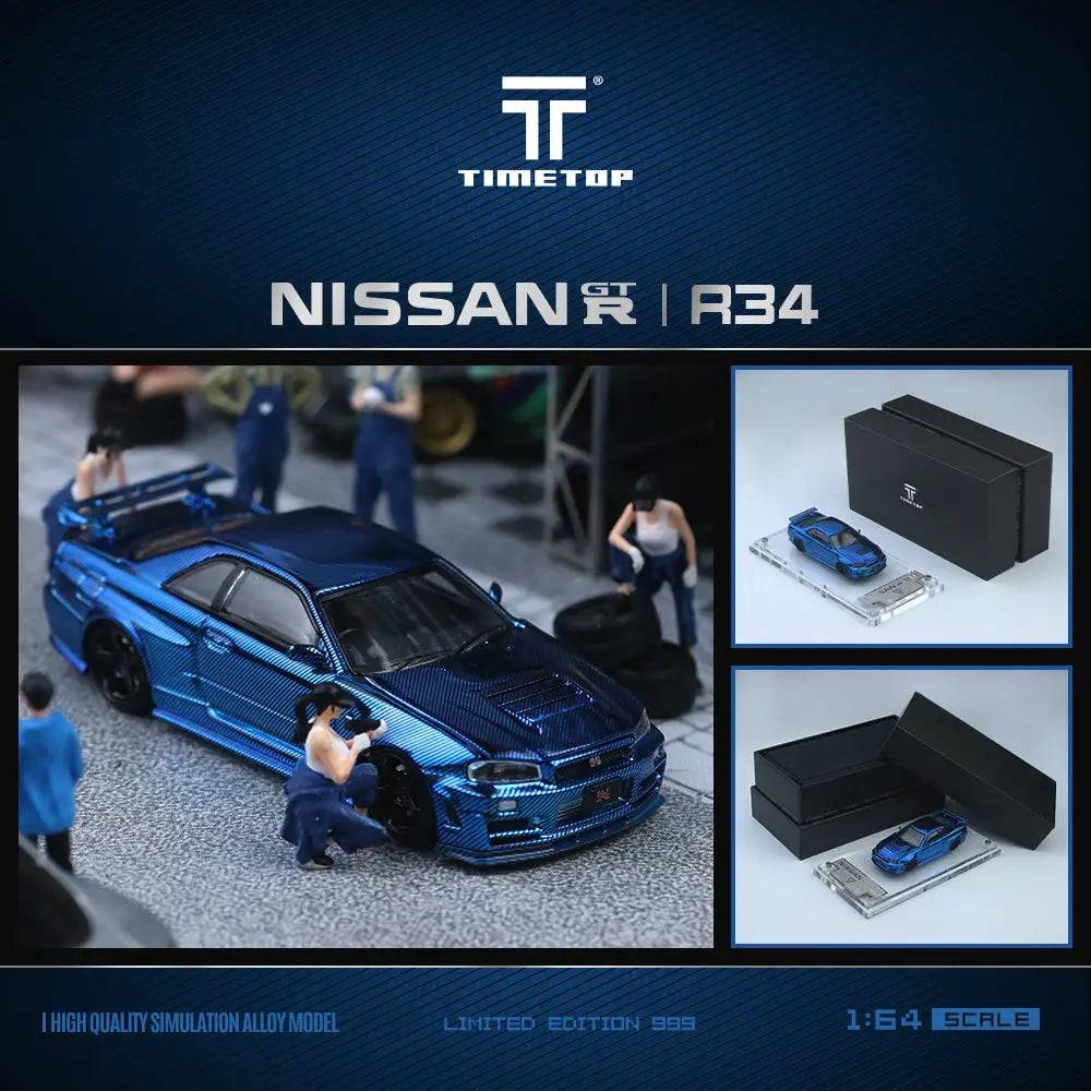 Nissan Skyline GT-R (R34) Full Carbon Blue *Limited to 999pcs - Time Top 1:64 - Image 4