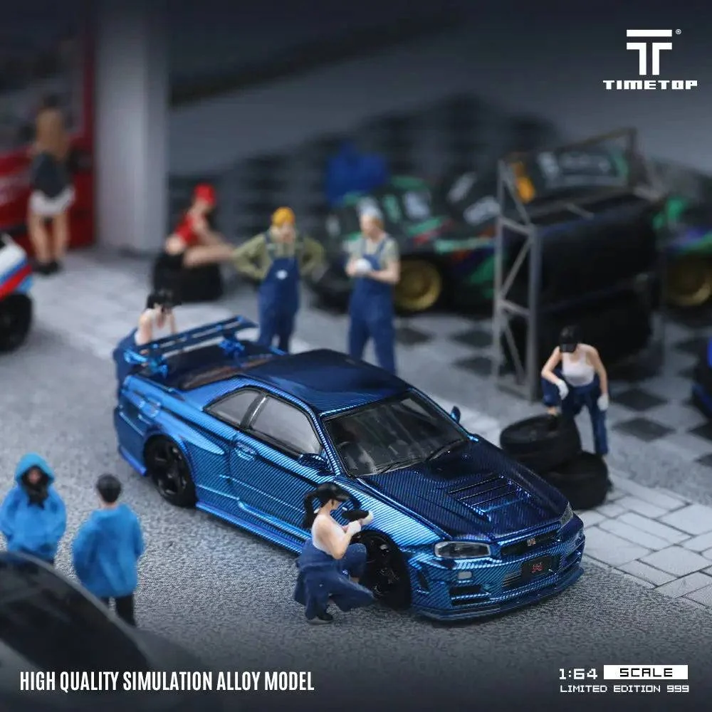 Nissan Skyline GT-R (R34) Full Carbon Blue *Limited to 999pcs - Time Top 1:64 - Image 5