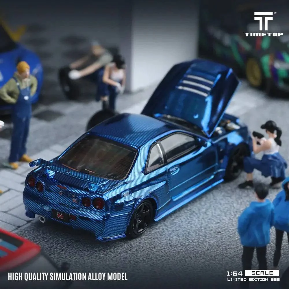 Nissan Skyline GT-R (R34) Full Carbon Blue *Limited to 999pcs - Time Top 1:64 - Image 7