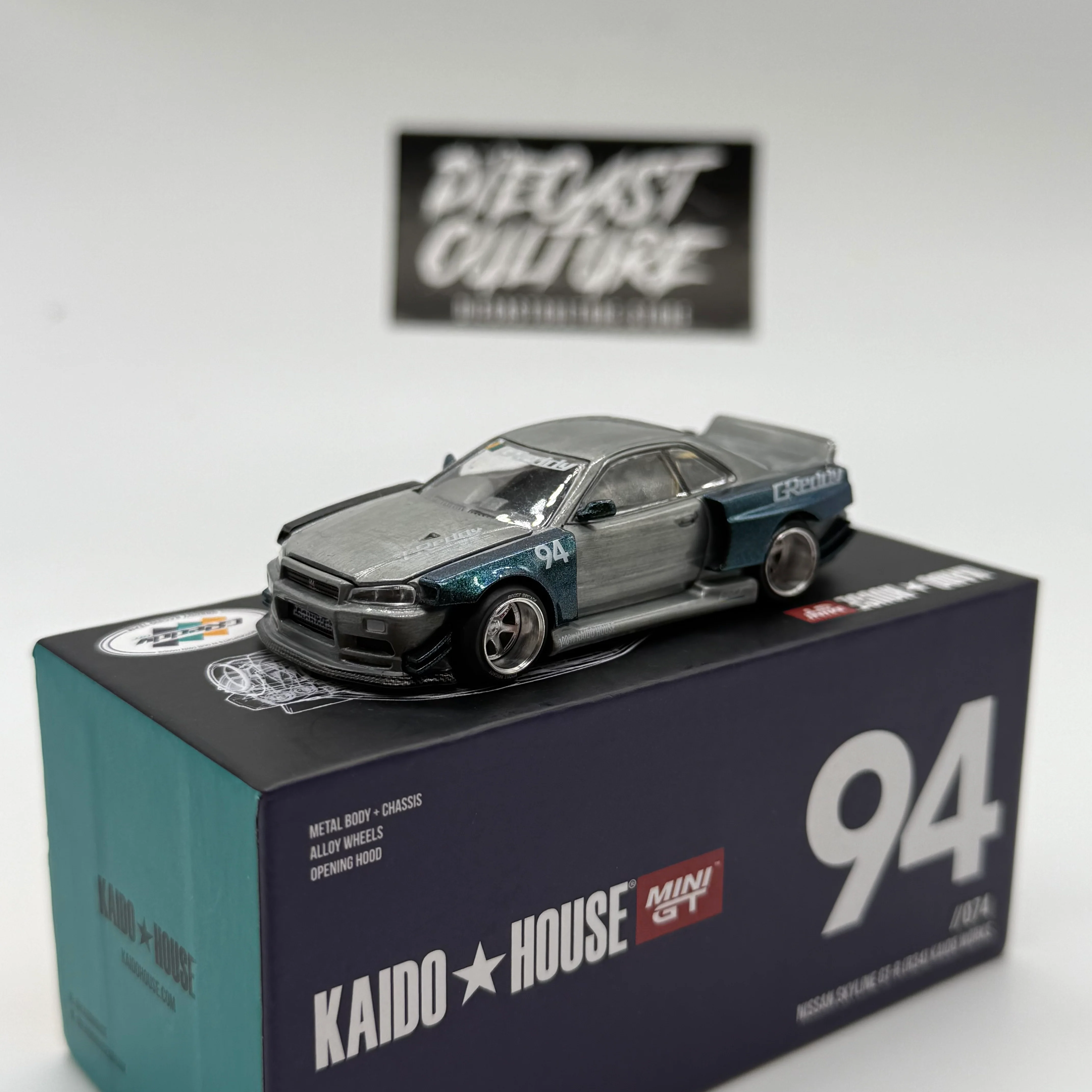 Nissan Skyline GT-R R34 Greddy *RAW CHASE* //074 - Kaido House x MiniGT *Opened*