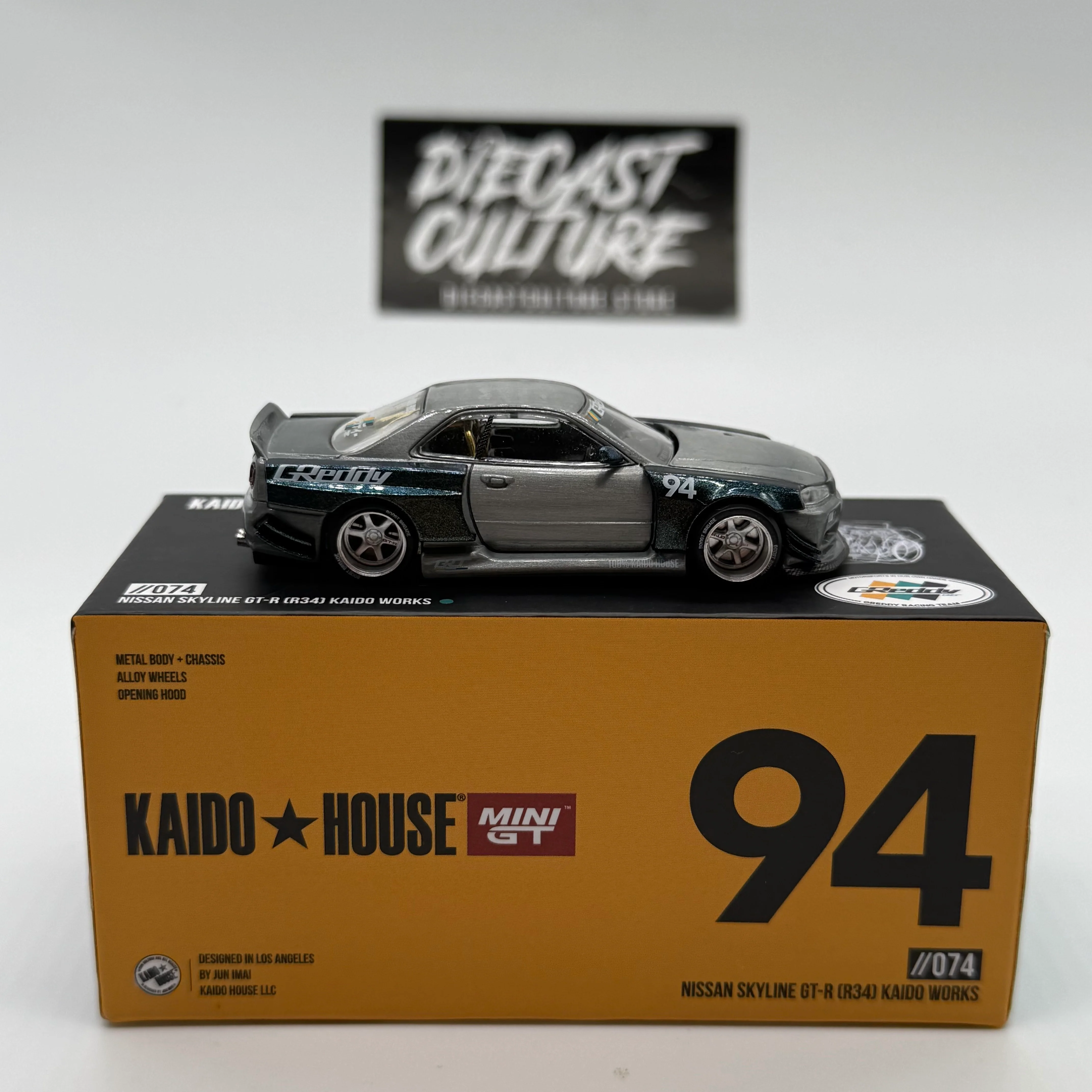 Nissan Skyline GT-R R34 Greddy *RAW CHASE* //074 - Kaido House x MiniGT *Opened* - Image 5
