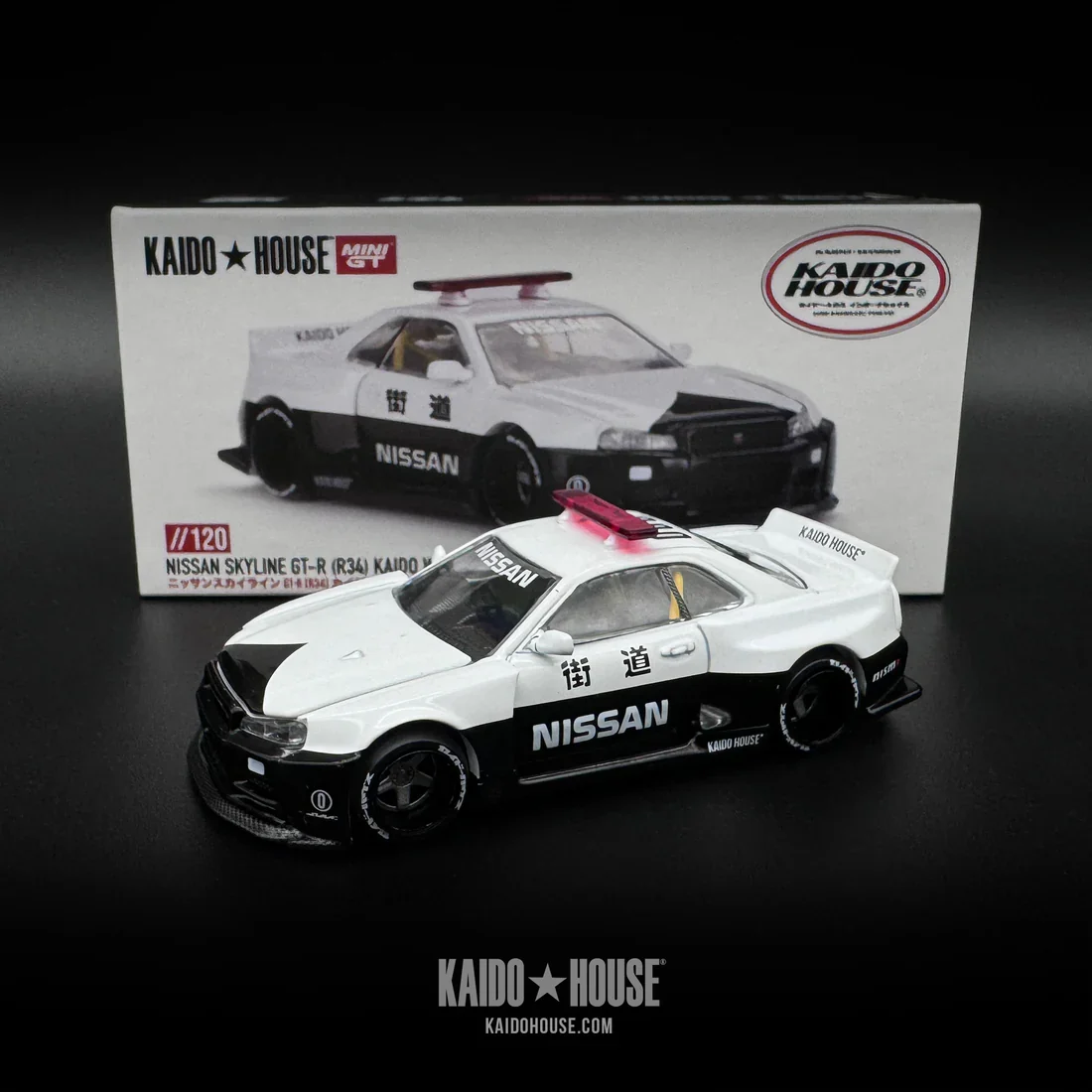 Nissan Skyline GT-R R34 Kaido Works (V2 Aero) Police - Kaido House x Mini GT - Image 4