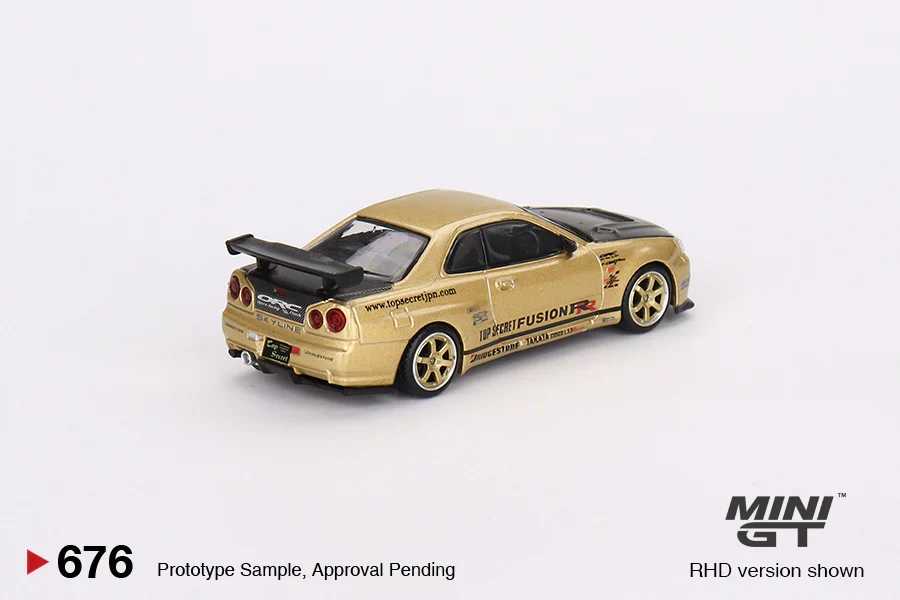 NISSAN SKYLINE GT-R R34 TOP SECRET (GOLD) JAPAN LIMITED -- MINI GT 1:64 - Image 2