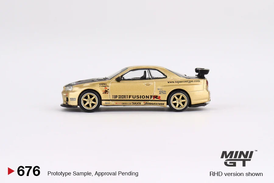 NISSAN SKYLINE GT-R R34 TOP SECRET (GOLD) JAPAN LIMITED -- MINI GT 1:64 - Image 3