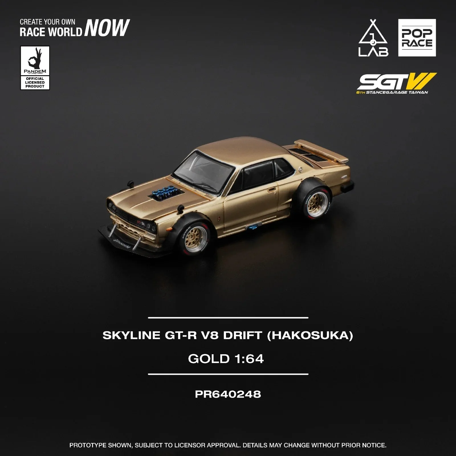 Nissan SKYLINE GT-R V8 DRIFT (HAKOSUKA) SGTVI TAIWAN EDITION * EXCLUSIVE * - POP RACE 1/64