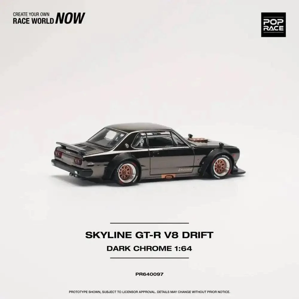 Nissan Skyline GT-R V8 Drift Hakosuka DARK CHROME - Pop Race 1:64 - Image 2