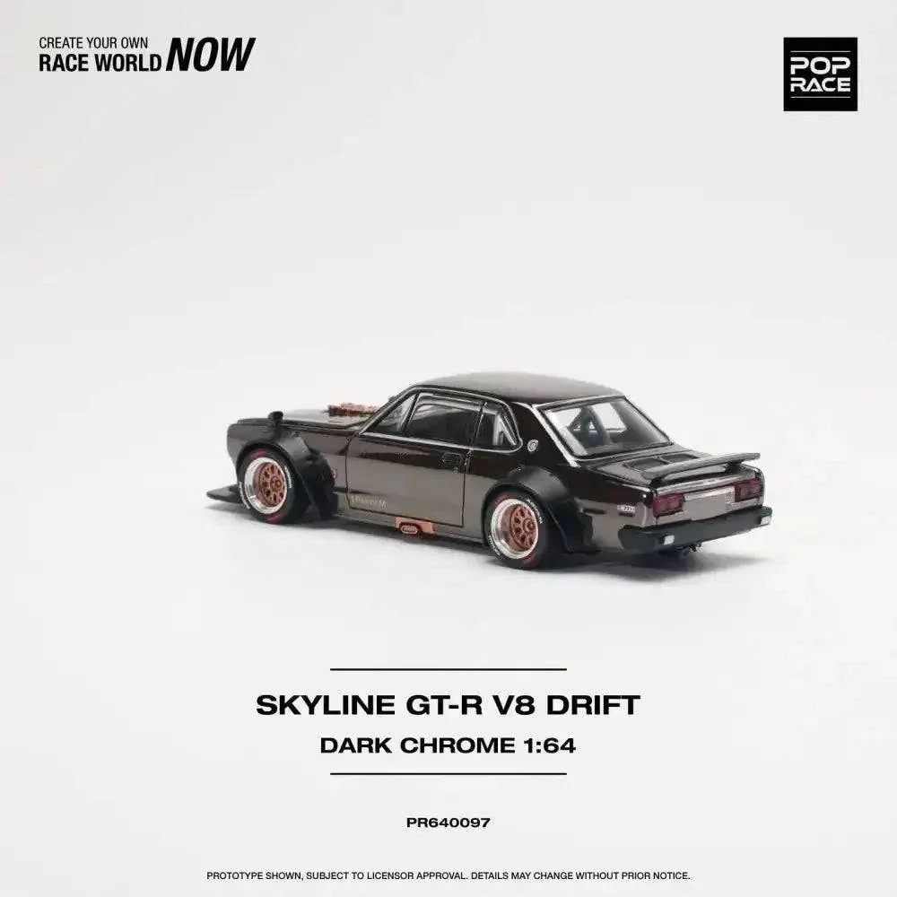 Nissan Skyline GT-R V8 Drift Hakosuka DARK CHROME - Pop Race 1:64 - Image 3
