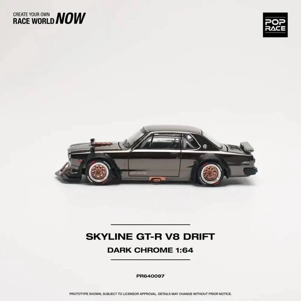 Nissan Skyline GT-R V8 Drift Hakosuka DARK CHROME - Pop Race 1:64 - Image 4