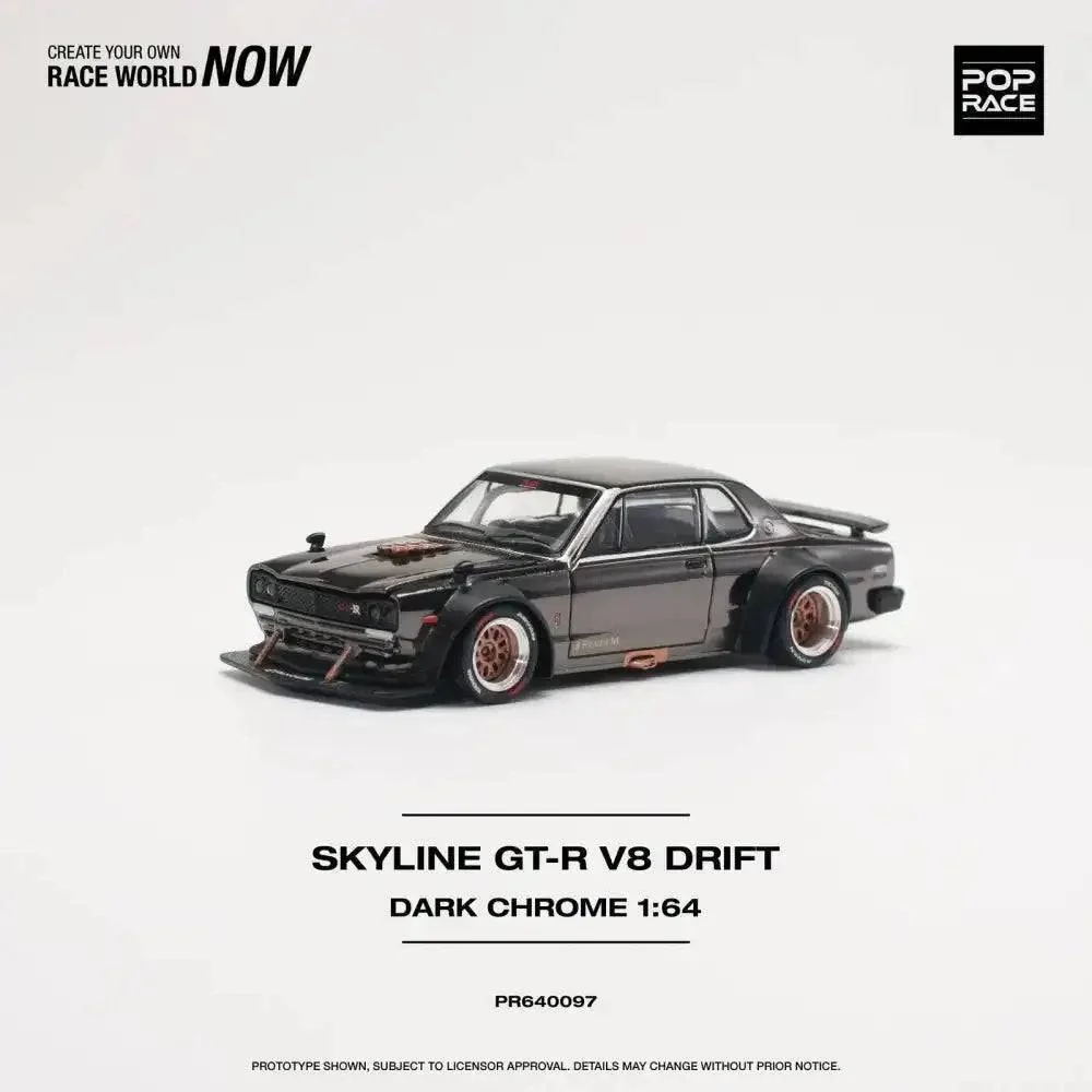 Nissan Skyline GT-R V8 Drift Hakosuka DARK CHROME - Pop Race 1:64 - Image 5