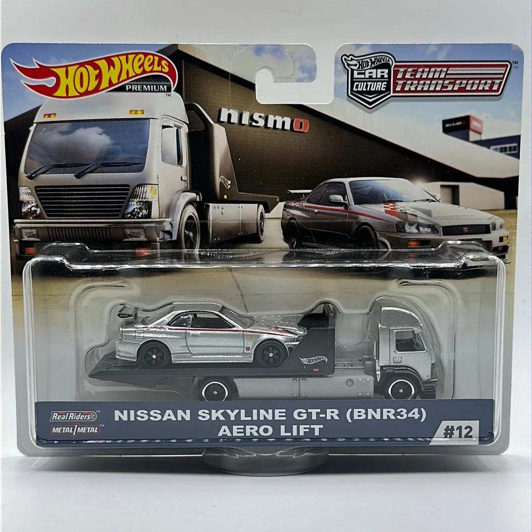 Nissan Skyline GTR R34 Aero Lift Team Transport #12 Hotwheels NISMO