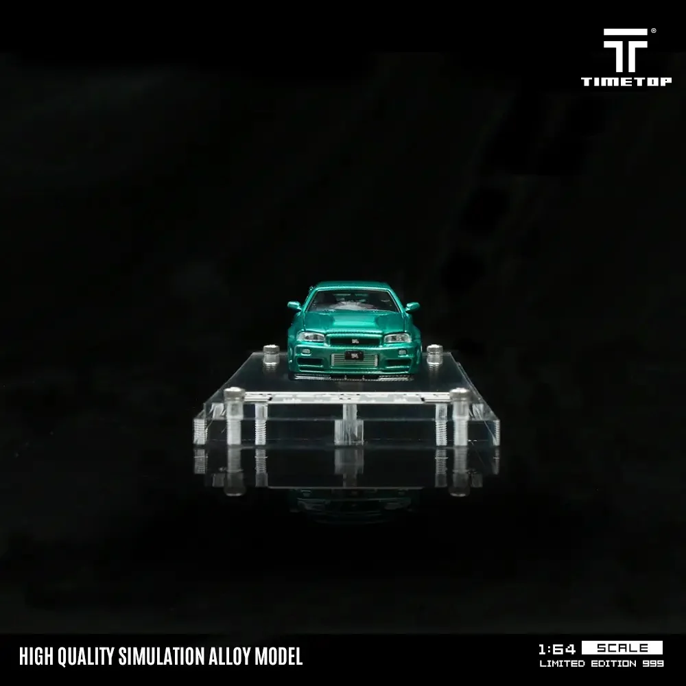 Nissan Skyline GTR R34 Green Carbon Hood Diecast Time TOP 1:64 - Image 2