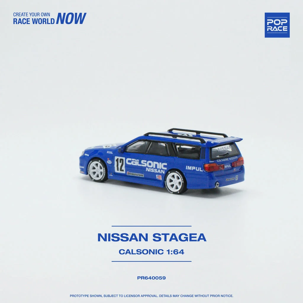 NISSAN STAGEA W/R34 GTR SKYLINE FRONT (CALSONIC) POP RACE 1:64 - Image 2