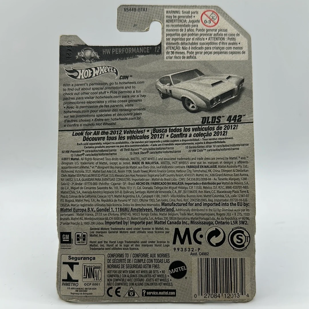 OLDs 442 Hurst - HW Performance 12 5/10 Hotwheels Mainline 145/247 * Bad Condition Card* - Image 2
