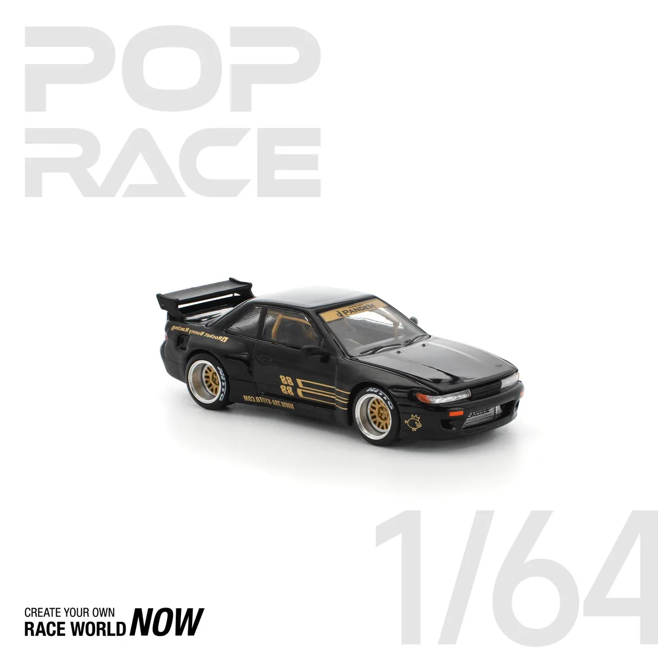 Pandem Nissan Silvia S13 BLACK Pop Race 1:64 - Image 3