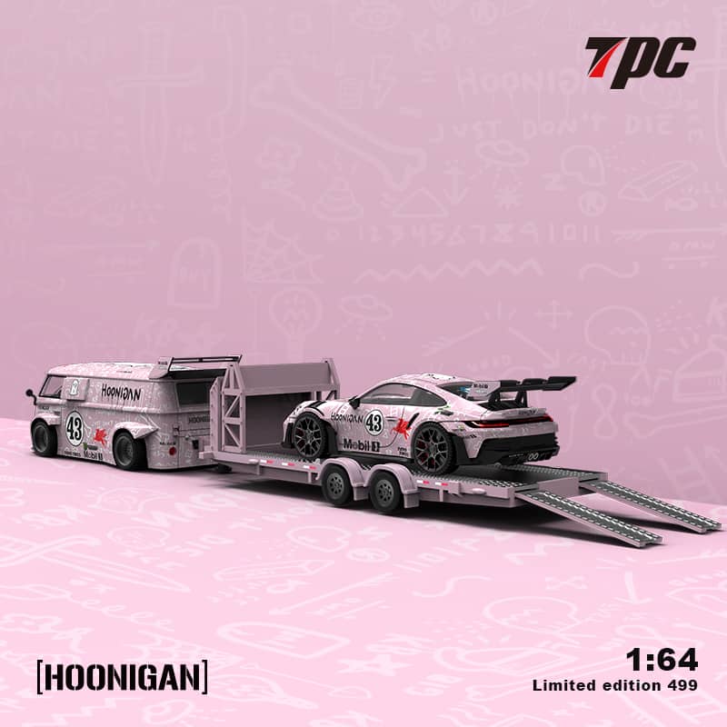 Pink Hoonigan Set - Porsche 992 GT3 RS + Volkswagen T1 + Trailer LIMITED TO 499pcs - Image 2