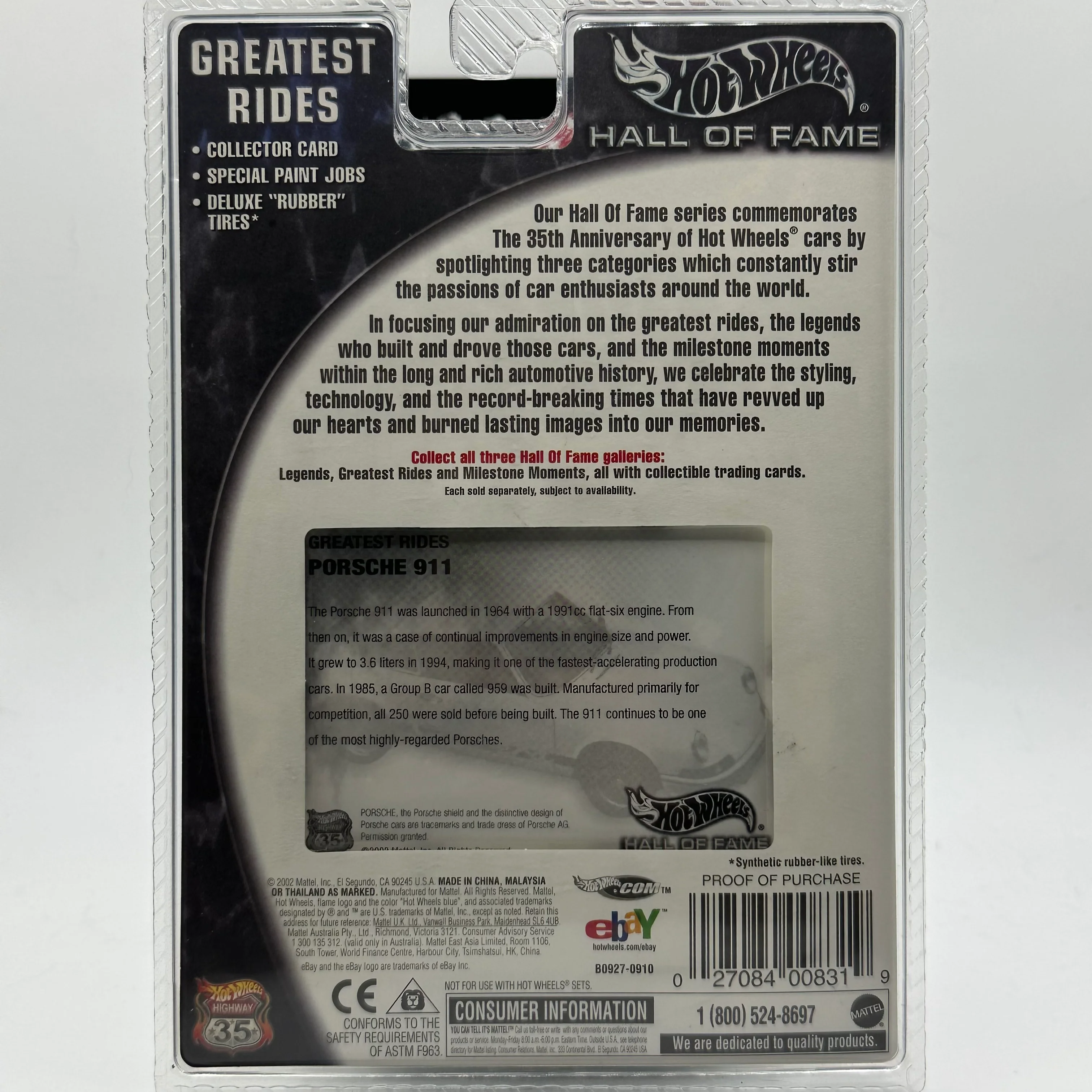 Porsche 911 - Greatest Rides HALL OF FAME HOTWHEELS 2003 Release - Image 2