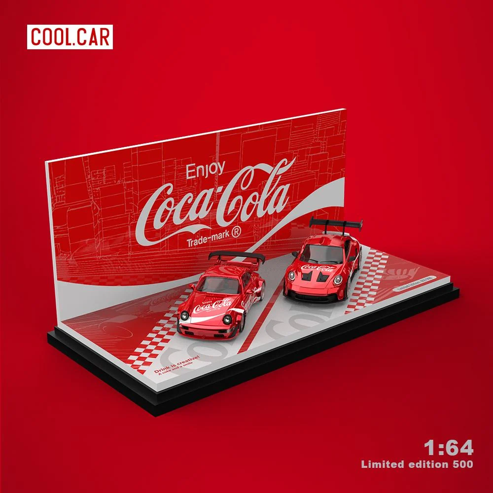 Porsche Coca Cola Livery Twin Cars Set - RWB964 GT Wing + 992 GT3 RS Coca Cola (Limited to 500 Pieces World Wide) - Image 2