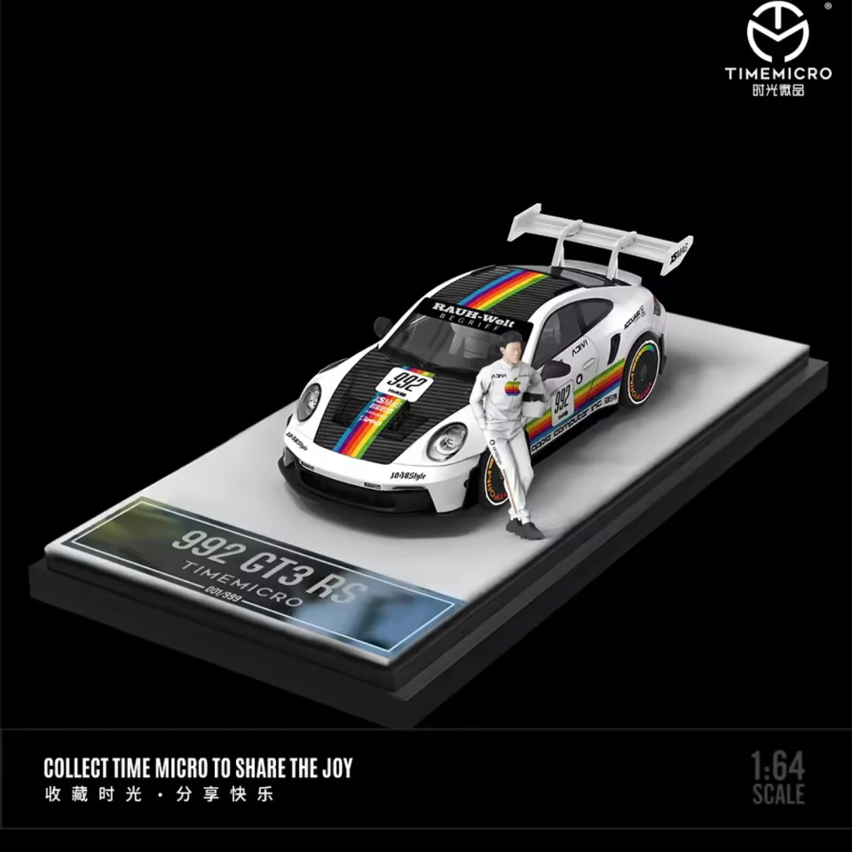 Porsche 992 GT3 RS w/Figure (White) *LIMITED TO 999pcs* Time Micro 1:64