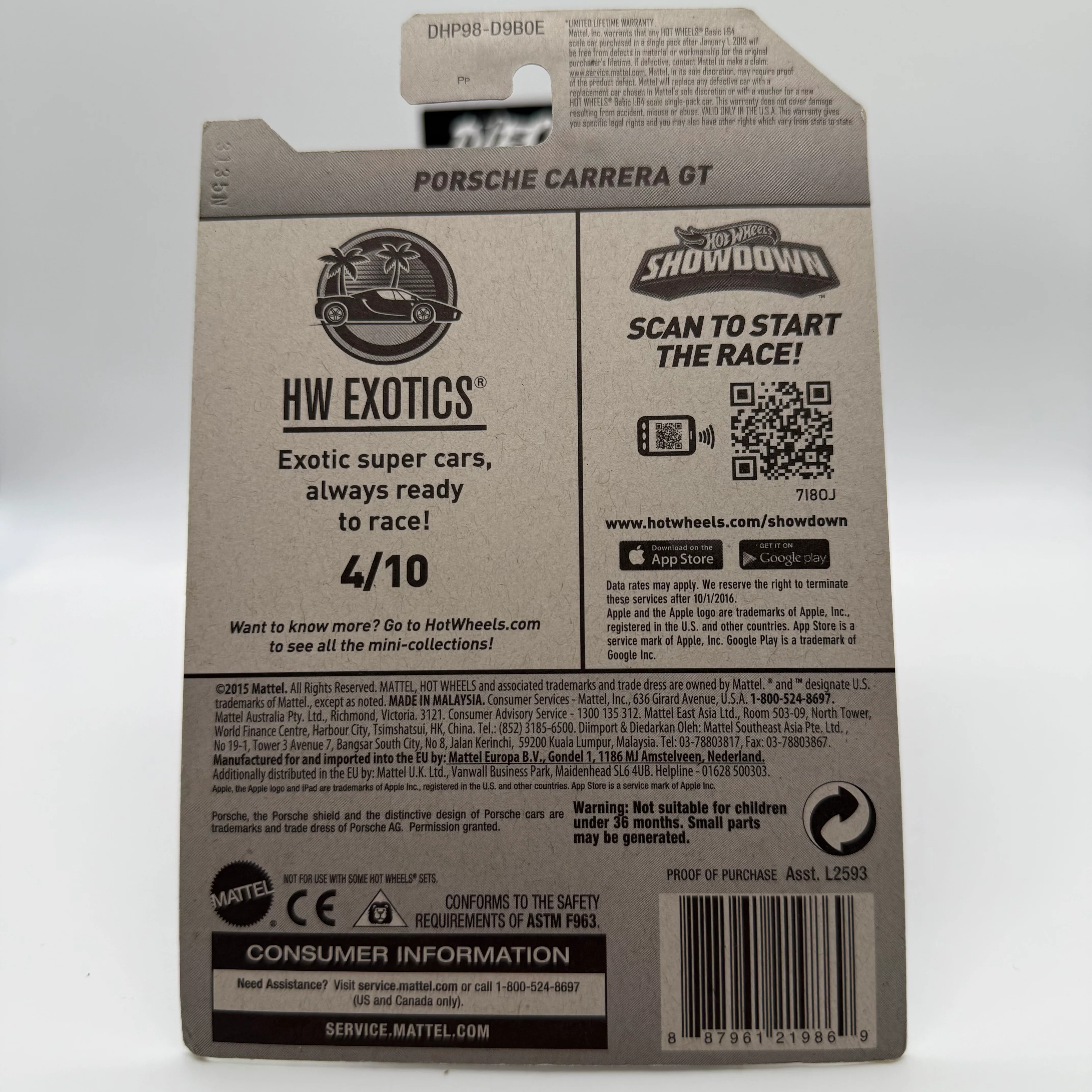 Porsche Carrera GT - HW Exotics 4/10 Hotwheels Mainline 74/250 Release 2015 - Image 2