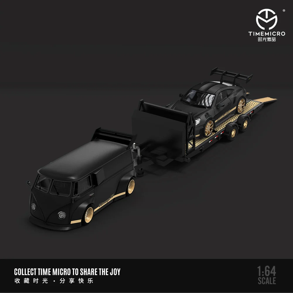 Porsche GT3 & Volkswagen T1 Black Gold Trailer Set - *LIMITED TO 999pcs* TimeMicro 1:64 - Image 3