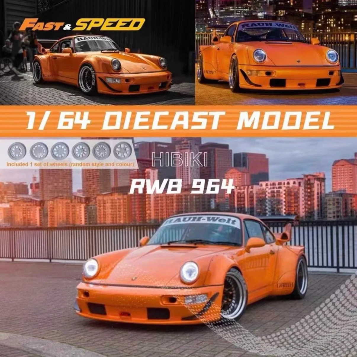Porsche RWB 964 - Orange HIBIKI *Limited to 499* 1:64