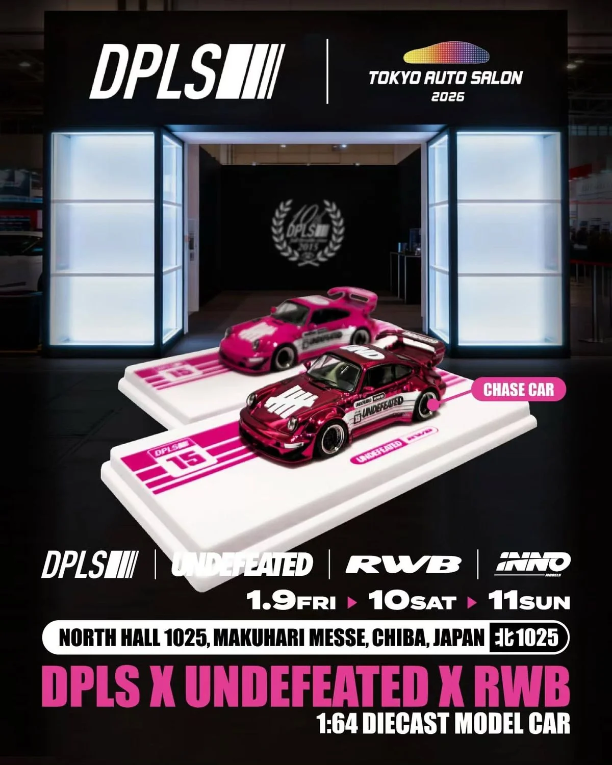 Porsche RWB 993 & Porsche RWB 964 Blue & Pink Set of 2 | Chance of Chase | 2026 Tokyo Autosalon Japan - INNO64 x DPLS x UNDEFEATED - Image 3