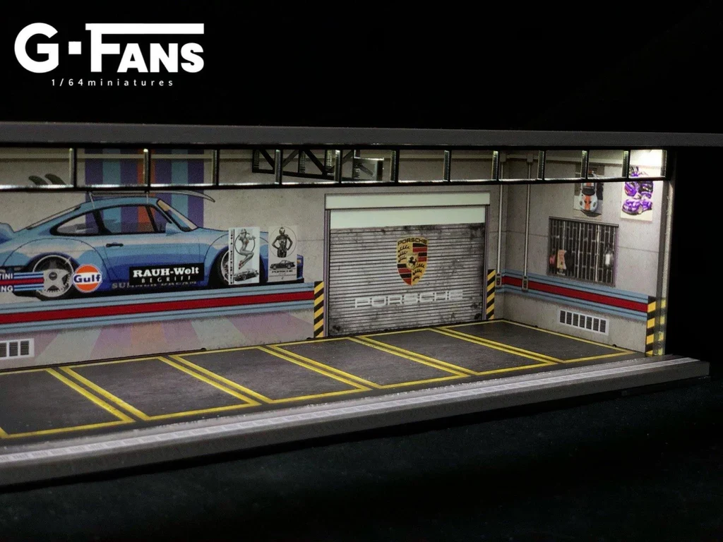 PORSCHE RWB GARAGE DIORAMA DISPLAY WITH LEDS 1:64 Scale - Image 2