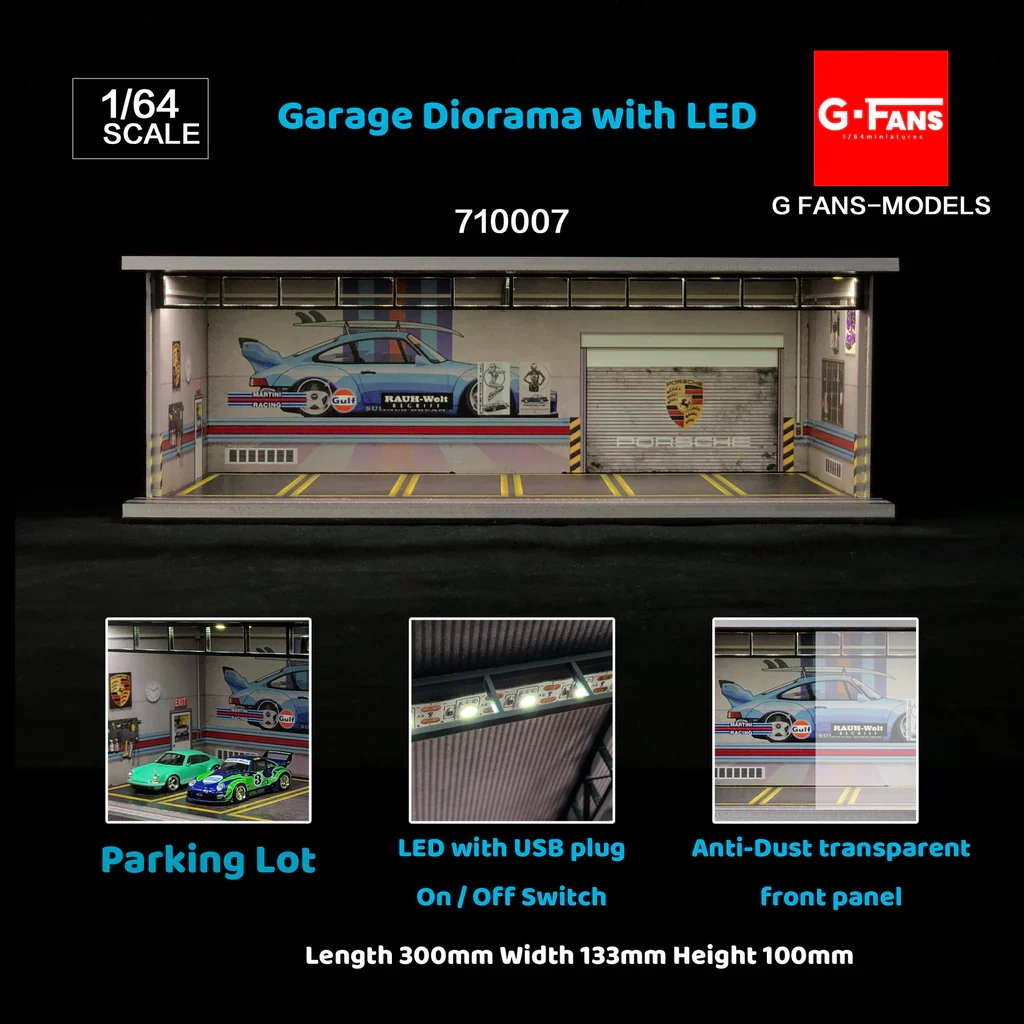PORSCHE RWB GARAGE DIORAMA DISPLAY WITH LEDS 1:64 Scale - Image 4