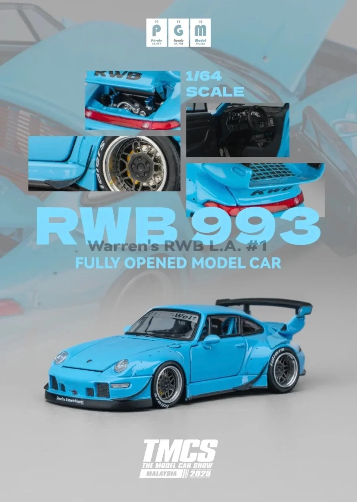 Porsche RWB993 Warren's RWB L.A. #1 | 2025 TMCS - PGM MODELS 1/64 - Image 4