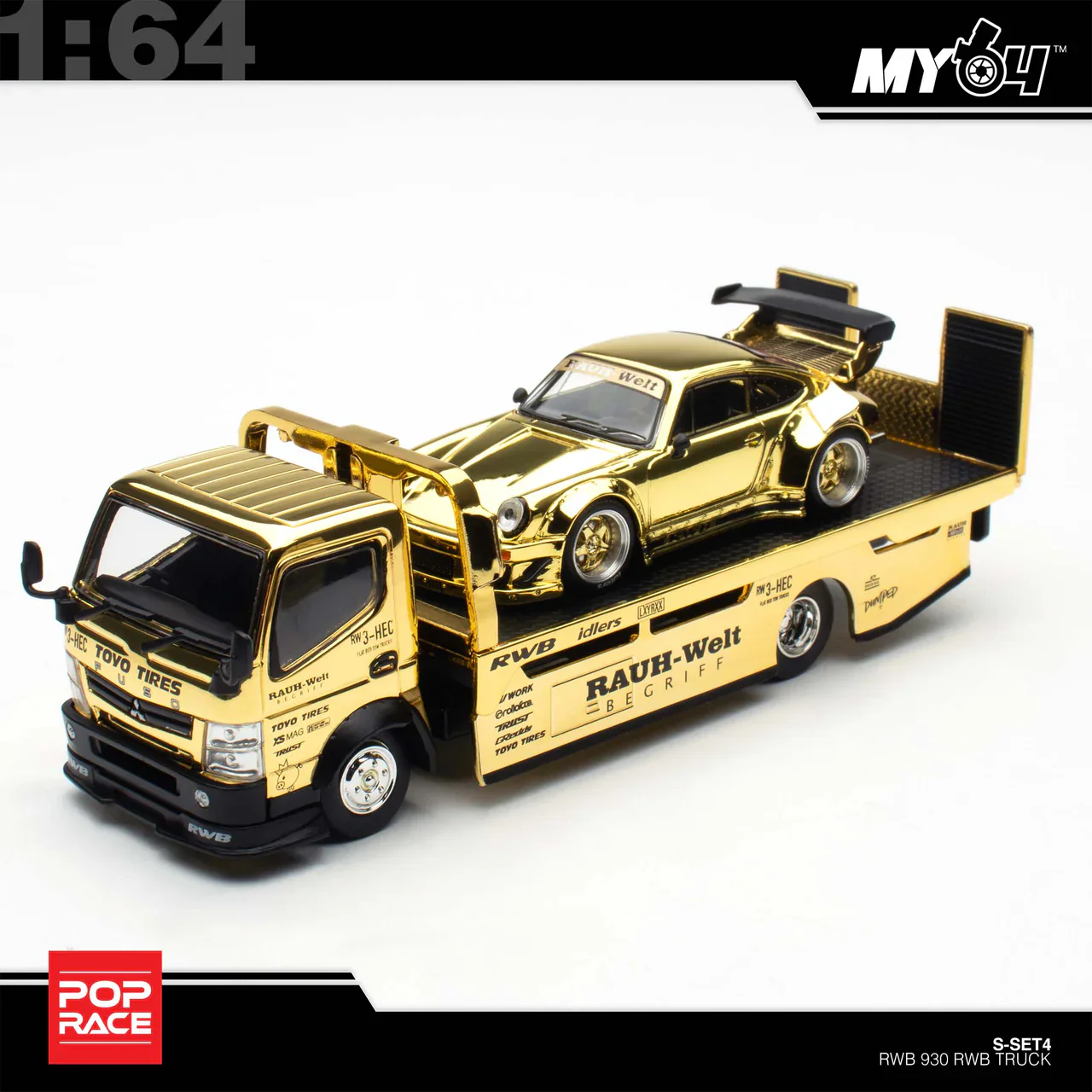 (In-Stock) RWB 930 GOLD CHROME TRUCK SET HEC 2026 Exclusive - Pop Race 1:64