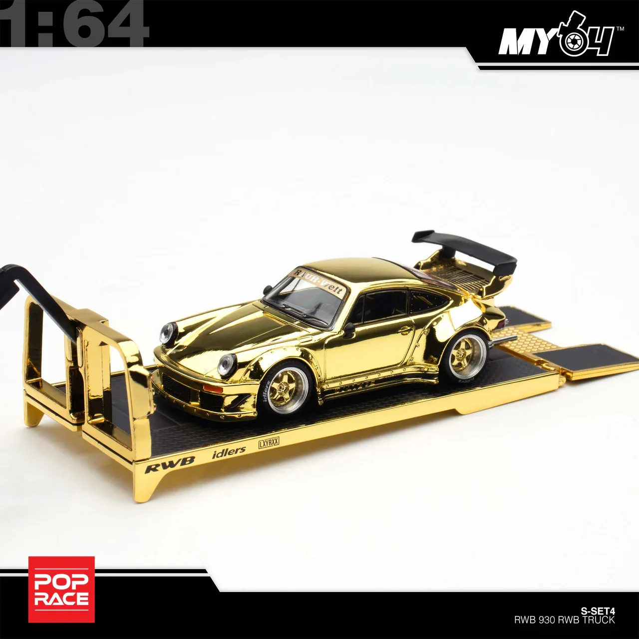 (In-Stock) RWB 930 GOLD CHROME TRUCK SET HEC 2026 Exclusive - Pop Race 1:64 - Image 5