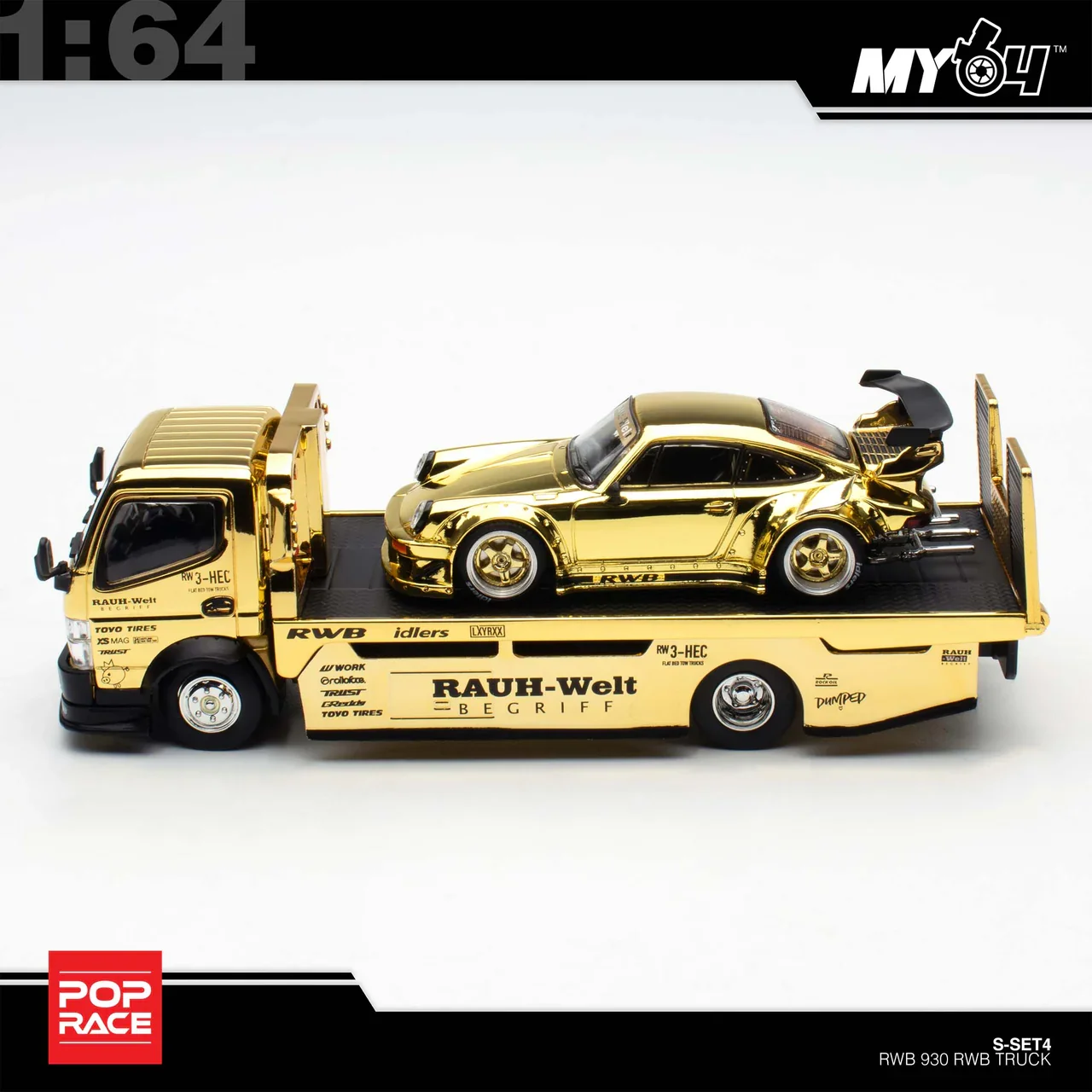 (In-Stock) RWB 930 GOLD CHROME TRUCK SET HEC 2026 Exclusive - Pop Race 1:64 - Image 6