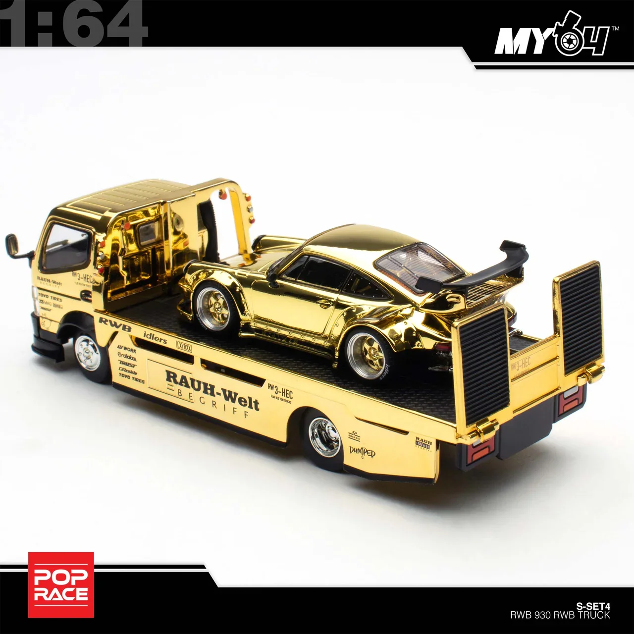 (In-Stock) RWB 930 GOLD CHROME TRUCK SET HEC 2026 Exclusive - Pop Race 1:64 - Image 7
