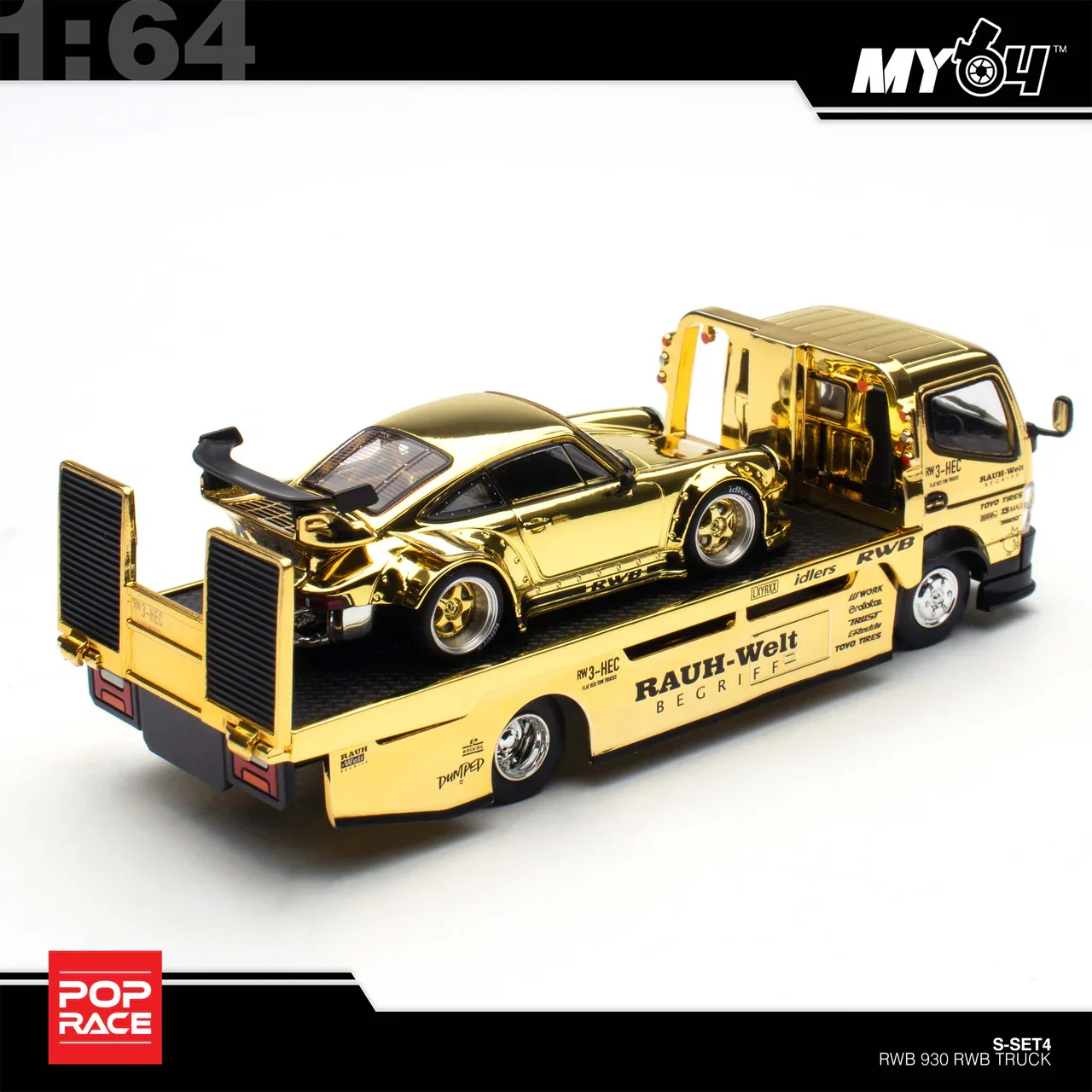 (In-Stock) RWB 930 GOLD CHROME TRUCK SET HEC 2026 Exclusive - Pop Race 1:64 - Image 8