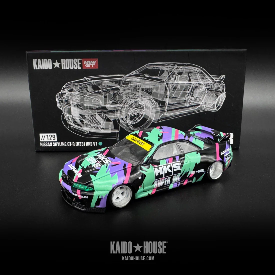 Nissan Skyline GT-R (R33) HKS V1 - Kaido House x Mini GT 1:64